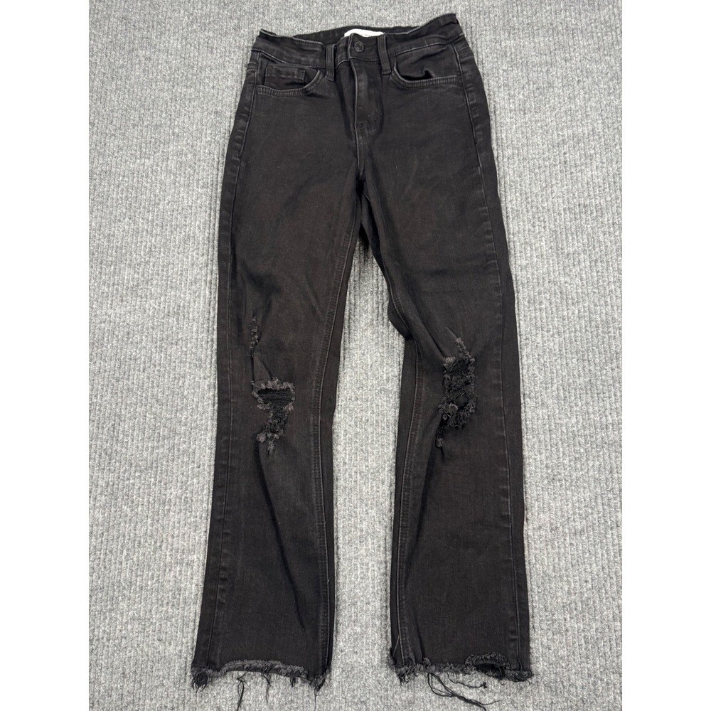 Flying Monkey Black Distressed Raw Hem High Rise Jeans B4110 Size 24